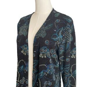 West End Whimsigoth Open Cardigan Womens L Stretchy Embellished Dark Romance Art
